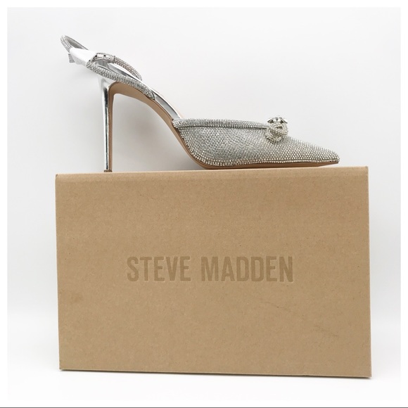Steve Madden Silver Rhinestone Heels - Picture 5 of 16
